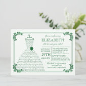 Modern Emerald Green trouwjurk Vrijgezellenfeest Kaart (Staand voorkant)