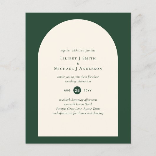 Modern Emerald Green Typography Wedding Flyer (Voorkant)