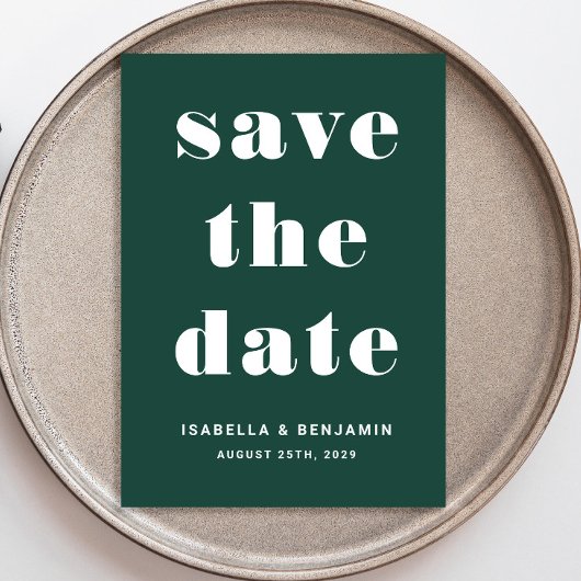 Modern Emerald Green Typography Wedding Save The Date