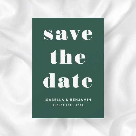 Modern Emerald Green Typography Wedding Save The Date