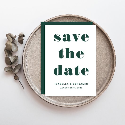 Modern Emerald Green Typography Wedding Save The Date