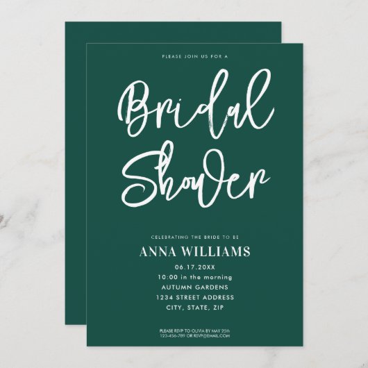 Modern Emerald Green Vrijgezellenfeest Kaart (Voorkant / Achterkant)