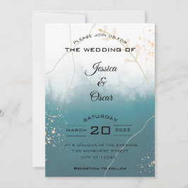Modern Emerald Green Wedding Invitation Kaart