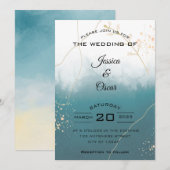 Modern Emerald Green Wedding Invitation Kaart (Voorkant / Achterkant)