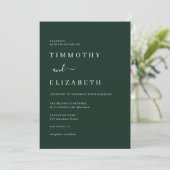 Modern Emerald Green Wedding Invitation Kaart (Staand voorkant)
