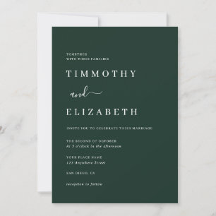 Modern Emerald Green Wedding Invitation Kaart
