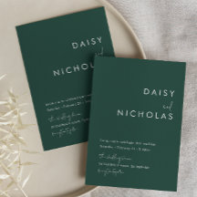 Modern Emerald Green Wedding Invitation