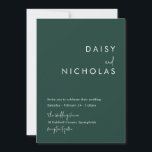 Modern Emerald Green Wedding Invitation Kaart<br><div class="desc">Modern Emerald Green Wedding Invitation Bekijk het collectie in Niche en Nest Store</div>