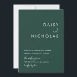 Modern Emerald Green Wedding Invitation Kaart<br><div class="desc">Modern Emerald Green Wedding Invitation Bekijk het collectie in Niche en Nest Store</div>
