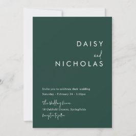 Modern Emerald Green Wedding Invitation Kaart