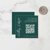 Modern Emerald Green Wedding Website Notitiekaartje (Voorkant / Achterkant in situ)
