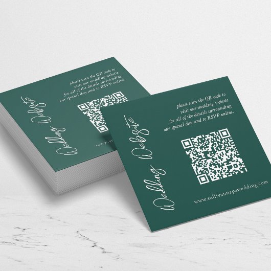 Modern Emerald Green Wedding Website Notitiekaartje