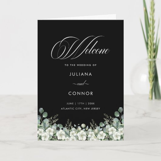 Modern Emerald Greenery huwelijksprogramma Programma (Voorkant)