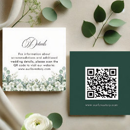 Modern Emerald Greenery QR Code Trouwdetails Informatiekaartje