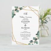 Modern Emerald Greenery Wedding Anniversary  Kaart (Staand voorkant)