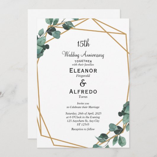 Modern Emerald Greenery Wedding Anniversary Kaart (Voorkant / Achterkant)