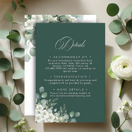 Modern Emerald Greenery Wedding Details Informatiekaartje