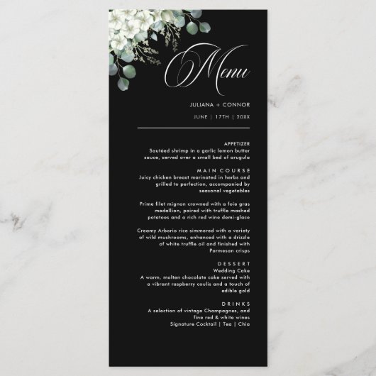 Modern Emerald Greenery Wedding Menu (Voorkant)