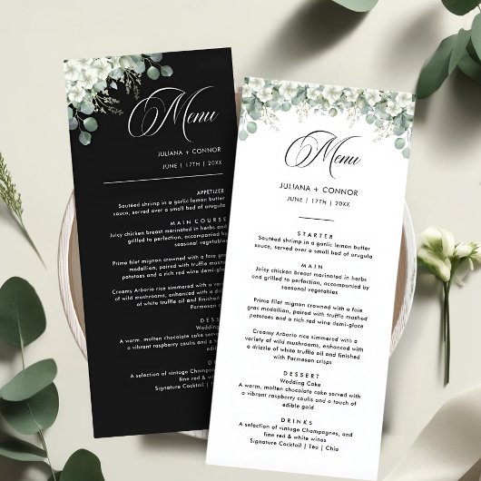 Modern Emerald Greenery Wedding Menu