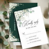 Modern Emerald Greenery Wedding RSVP Kaartje