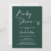 Modern Emerald Groen Baby shower QR Code Foto Kaart (Voorkant)