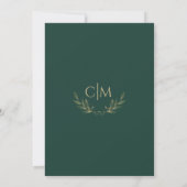 Modern Emerald Groen Blad Bruiloft Monogram Kaart (Achterkant)
