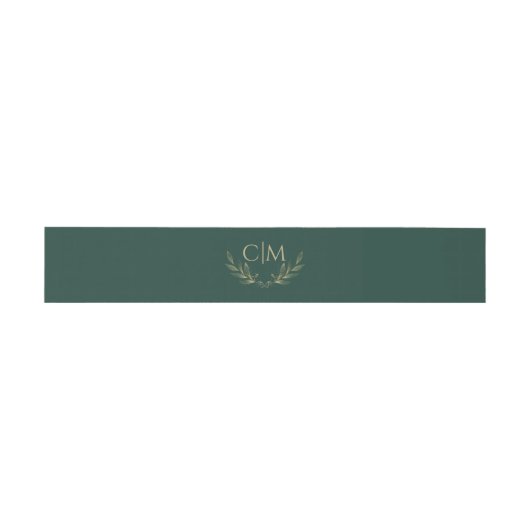 Modern Emerald Groen Blad Bruiloft Monogram Uitnodigingen Wikkel (Vlak)