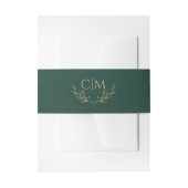 Modern Emerald Groen Blad Bruiloft Monogram Uitnodigingen Wikkel (Voorkant Voorbeeld)