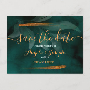 modern emerald groen en verlaat Save the Date Post Briefkaart