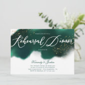 Modern Emerald Groen Goud Glitter Repetitie Diner Kaart (Staand voorkant)