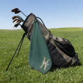 Modern Emerald Groen Goud Monogram Script Golfhanddoek (Groen)