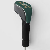 Modern Emerald Groen Goud Monogram Script Golfheadcover (Schuin)
