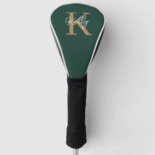 Modern Emerald Groen Goud Monogram Script Golfheadcover