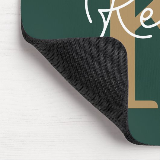 Modern Emerald Groen Goud Monogram Script Muismat (Hoek)