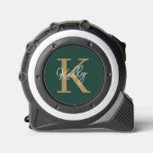 Modern Emerald Groen Goud Monogram Script Rolmaat (Voorkant)