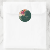 Modern Emerald groen rustieke bloemen herfst bruil Ronde Sticker (Tas)