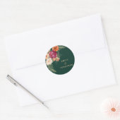 Modern Emerald groen rustieke bloemen herfst bruil Ronde Sticker (Envelop)