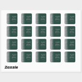 Modern Emerald Groen Zilver Glitter Edge Bruiloft Vierkante Sticker (Vel)