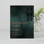 Modern Emerald Groen Zwart Bruiloft Save The Date Folie Uitnodiging (Staand Voorkant)