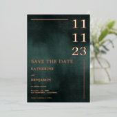 Modern Emerald Groen Zwart Bruiloft Save The Date Folie Uitnodiging (Staand Voorkant)