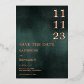 Modern Emerald Groen Zwart Bruiloft Save The Date Folie Uitnodiging (Voorkant)