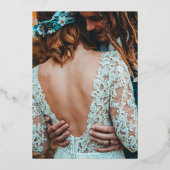 Modern Emerald Groen Zwart Bruiloft Save The Date Folie Uitnodiging (Achterkant)