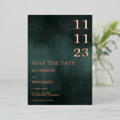 Modern Emerald Groen Zwart Bruiloft Save The Date Folie Uitnodiging (Staand Voorkant)