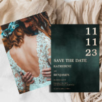 Modern Emerald Groen Zwart Bruiloft Save The Date