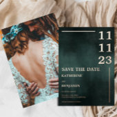 Modern Emerald Groen Zwart Bruiloft Save The Date Folie Uitnodiging