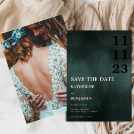 Modern Emerald Groen Zwart Bruiloft Save The Date Folie Uitnodiging