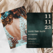 Modern Emerald Groen Zwart Bruiloft Save The Date Folie Uitnodiging