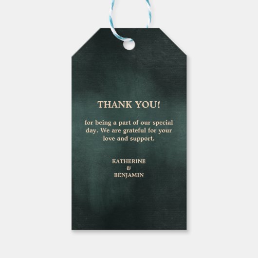 Modern Emerald Groen Zwart Elegant Bruiloft Cadeaulabel (Voorkant)