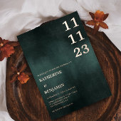 Modern Emerald Groen Zwart Elegant Bruiloft Folie Uitnodiging