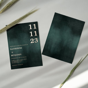 Modern Emerald Groen Zwart Elegant Bruiloft Folie Uitnodiging